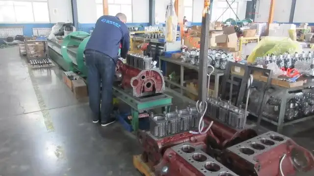 Engine blocks staged for assembly