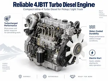 4JB1 / 4JB1T Turbo Diesel Engine (68 kW / 116 hp) for Pickup & Light Truck