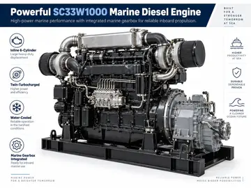 SDEC SC33W1000CA2 Marine Diesel Engine (680-1100 HP) with Advance Gearbox