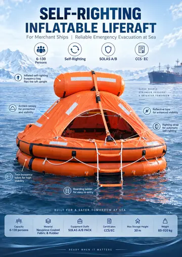 Self-Righting Inflatable Liferaft SR Series (6–130 Persons)