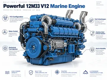 Weichai Baudouin 12M33C1000-15 V12 Marine Engine (1000 HP)