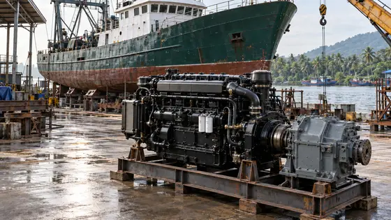 Fishing Trawler Repower with 320 HP Marine Diesel and Reduction Gearbox